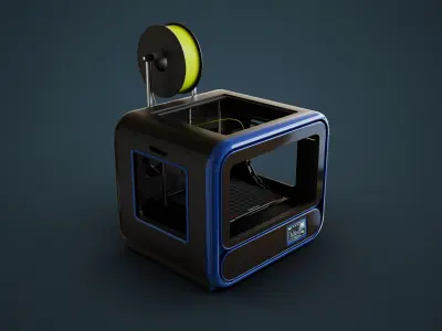 3D Printer With Spool Of Filament Low-poly 3D model