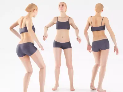 Scan sporty female rigged 01 Low-poly 3D model