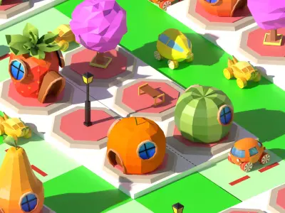 Fruit Street Pack Low-poly 3D model