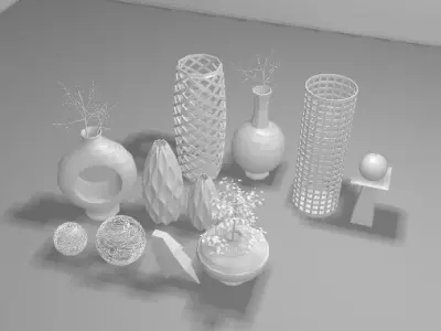 Vases Set and pots Free 3D print model