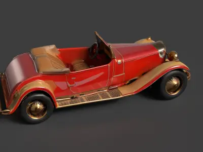 Chinese red vintage car   Low-poly 3D model purchase