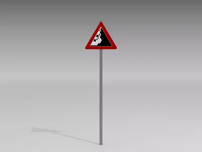 Falling rocks sign 3D model