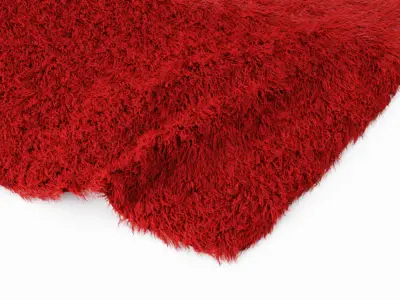 Red Angora Fur Rug 3D model
