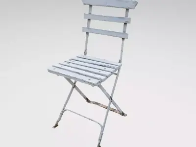 Vintage white garden chair - low poly - 8K Free low-poly 3D model