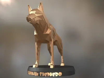 Parametric German Shepherd Dog Low-poly 3D model