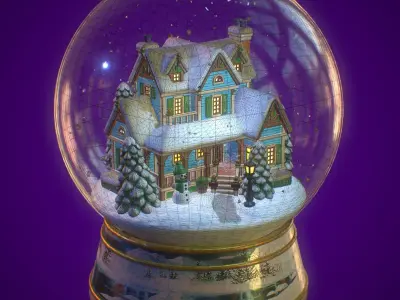 Snowglobe Christmas PBR Low-poly 3D model