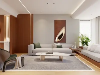 02- Modern Livingroom Interior scene - C4D and Corona Renderer  3D model