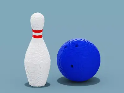 Bowling Ball and Pin Low-poly 3D model