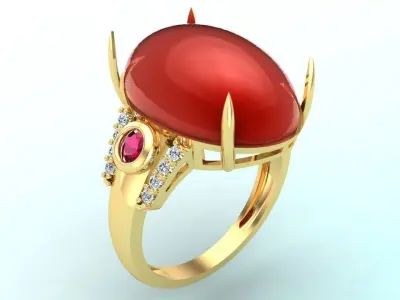 Gemstone Rings - Oval stone ring - Womens Rings 3D print model