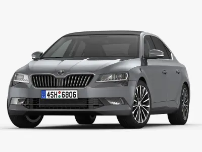Skoda Superb 2016 detailed interior 3D model