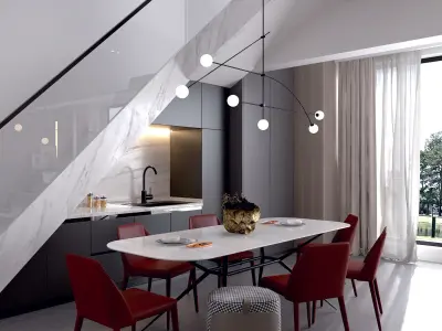 Modern Style Living Room -0218 3D model