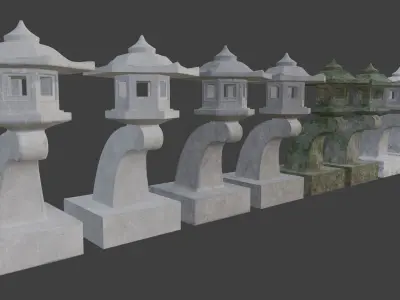 Pagoda Stone Statue Low-poly 3D model