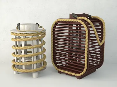 Wood and Rope Lanterns 3D model