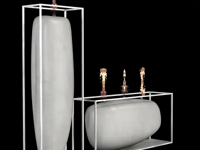 Dramatic Overscale Flames - Sculptural Candle Set Low-poly 3D model