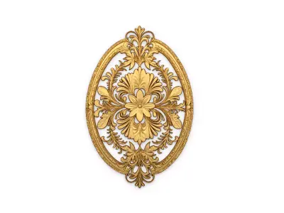 Classic oval carved decor ornament 01  3D model