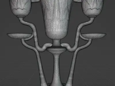 Triple lotus lamp from the tomb of Tutankhamun Low-poly 3D model