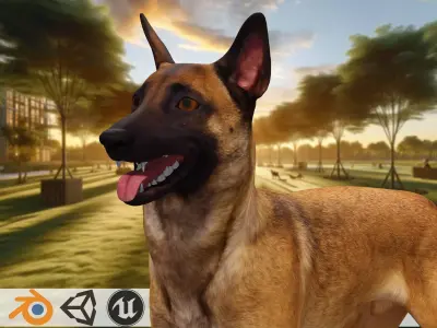 Alert Guardian 3D Dog Model Low-poly 3D model