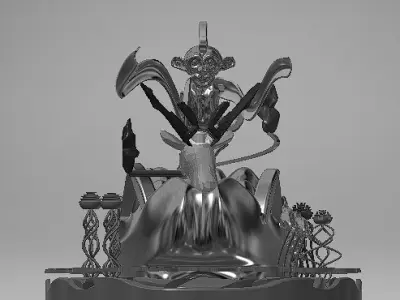 Deer and Monkey Asian Ashtray Decoration STL FILE for Print 3d 3D print model