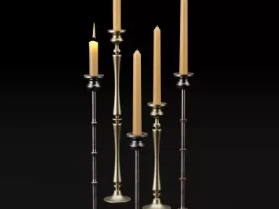 candlestick set 2 candlesticks 3D model