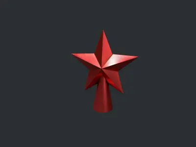 Red Star Christmas Tree Topper Low-poly 3D model