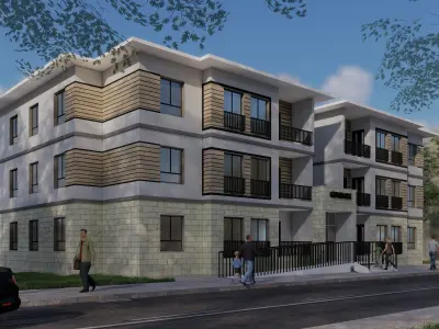 Modern Apartment Building 3D model purchase