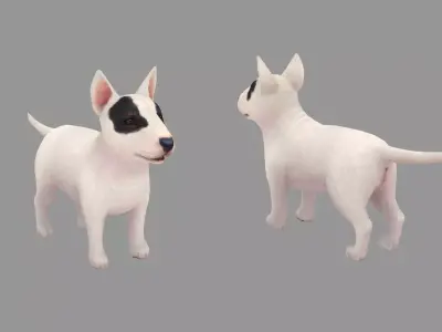 Cartoon pet puppy - BullTerrier - baby dog Low-poly 3D model