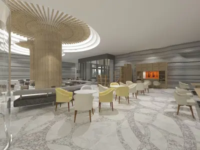Luxury Hotel Interior Scenes-Dining 3D model 3D model