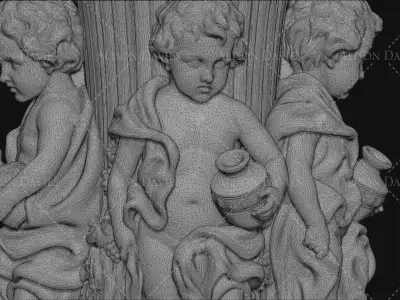 Cherub Fountain or Birdbath vase 3d printable OBJ  3D print model