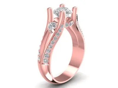 Elegant Diamond Engagement Ring for Women 1696 3D print model