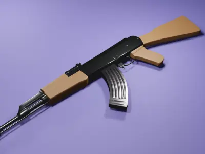 AK-47 low poly rifle Low-poly 3D model
