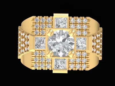 Luxury Multi Layer Square Diamond Ring for Men  2281 3D print model
