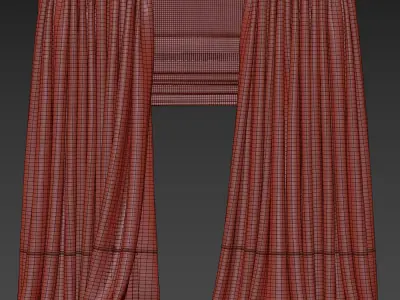 Two Tone Velvet Bottom Curtains 61 3D model