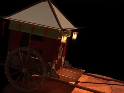 Chinese wedding carriage  Low-poly 3D model