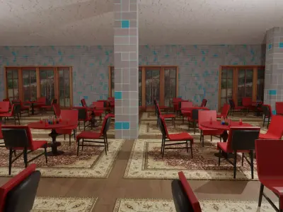 Coffee Shop Low-poly 3D model