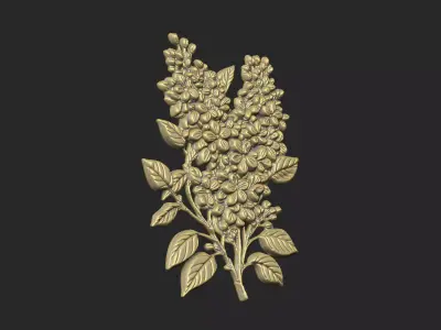 Lilac design cluster leave floral flower grass design carve 3D print model