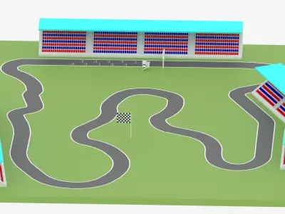 Cartoon Race Track 3D model