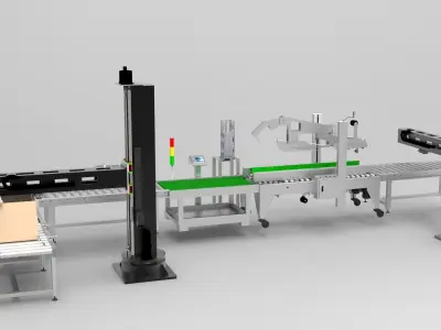 Stacking and packing line Low-poly 3D model