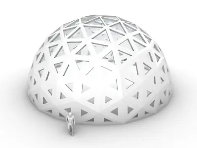 Geodesic Dome with Dynamic Perforations and glass panels 3D model
