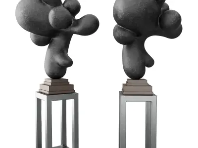 Bubbles bend sculpture Low-poly 3D model