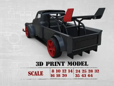 Ready to print racing Car drift Chev pickup 3100 3D print model