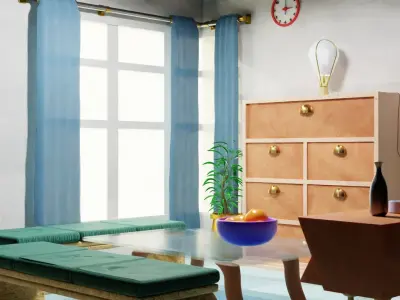 Modern Room with simple decoration 3D Model Interior Design Low-poly 3D model