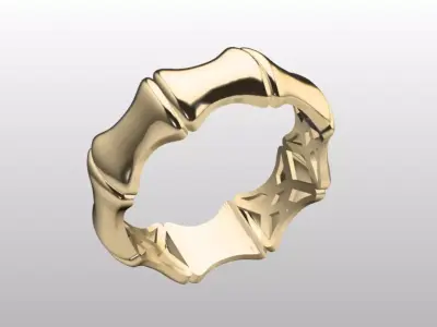 bamboo bone shaped ring 3D print model