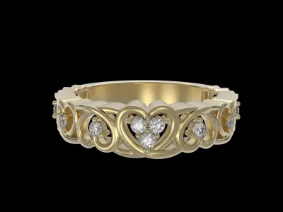 Heart band ring 3D print model