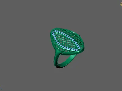 Women Ring With Stone Diamond Ready STL 3DM Models Womens Rings 3D print model 8