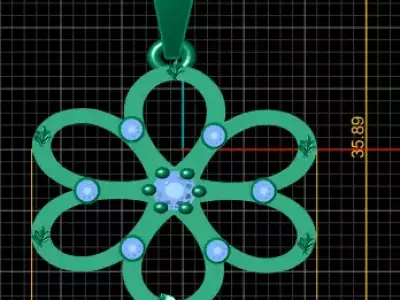 Elegant Floral Loop Pendant  3D Printable Model 3D print model