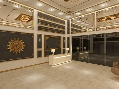 Lux Luxury Ornamental Entrance Palace Gold 3D model