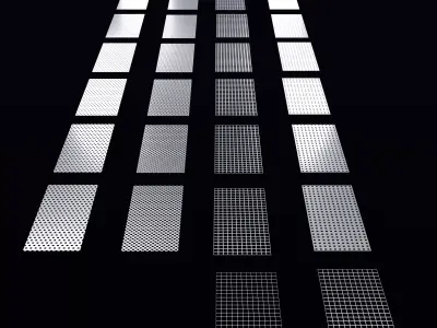 Perforated panels with square shape hole pack 25K04 3D model