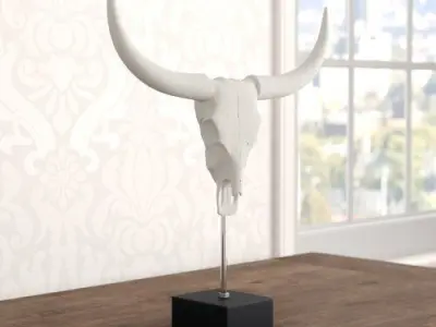 White-Black Buffalo Skull Penncross Bust 3D model