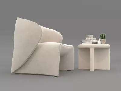 Modern Coffee Table and Armchair Set 73 3D model