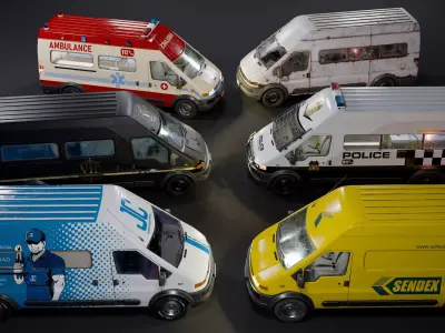 Service Van Low-poly 3D model